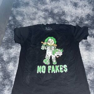 Black Graphic Tee with Green Accents